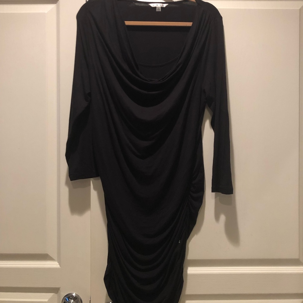 CAbi Black Ruched Dress Size L